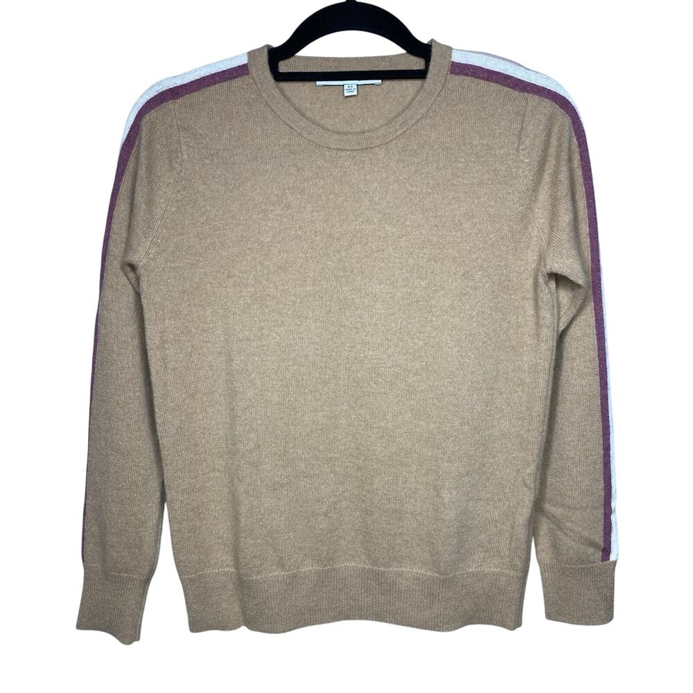 The Cashmere Project Women's XS Brown Sweater 100% Cashmere Pullover Striped